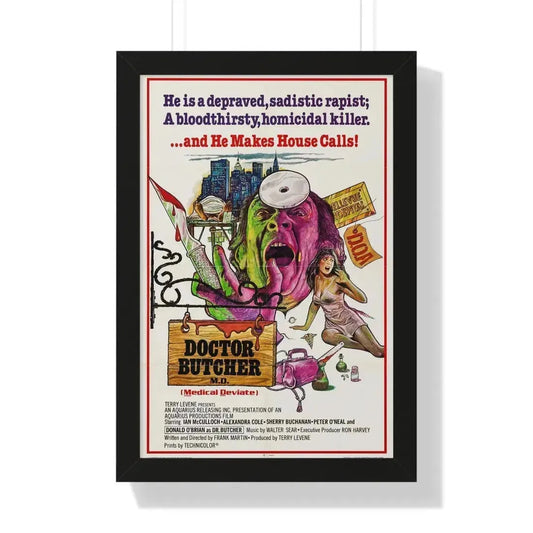 DOCTOR BUTCHER M.D. (ZOMBIE HOLOCAUST) 1980 - Framed Movie Poster 16″ x 24″ Black - The Sticker Space