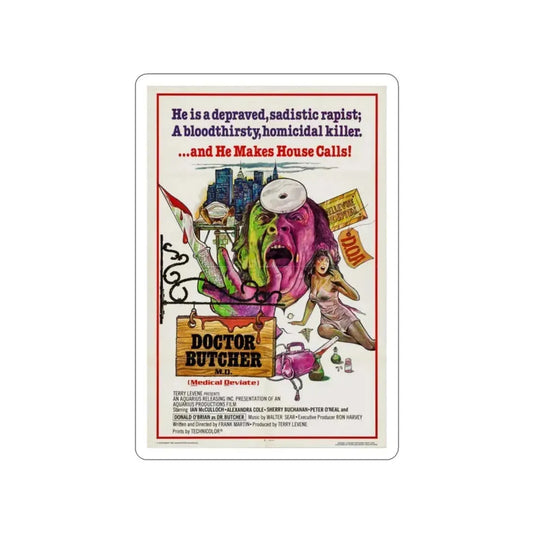 DOCTOR BUTCHER M.D. (ZOMBIE HOLOCAUST) 1980 Movie Poster STICKER Vinyl Die-Cut Decal 2 Inch - The Sticker Space
