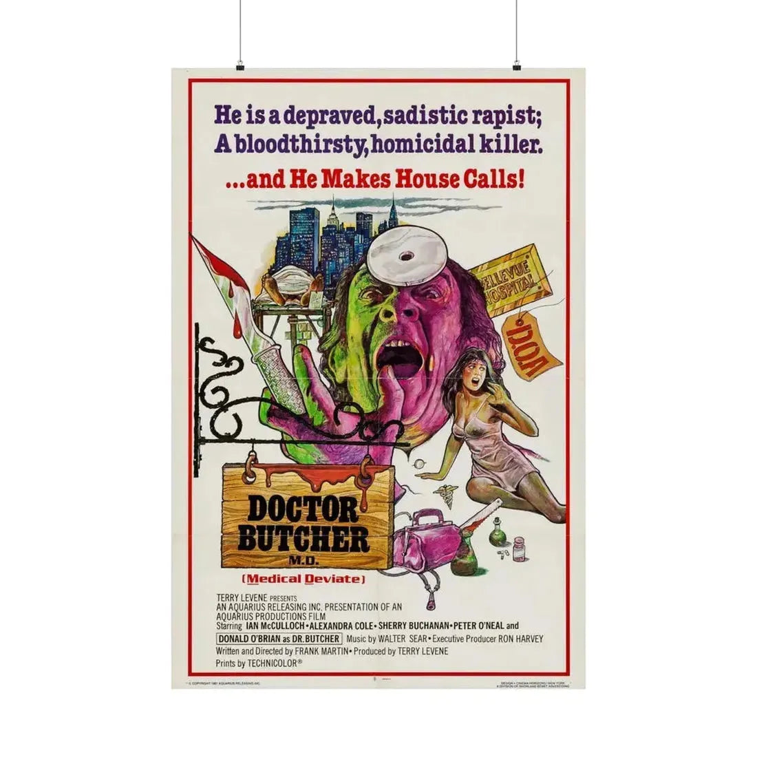 DOCTOR BUTCHER M.D. (ZOMBIE HOLOCAUST) 1980 - Paper Movie Poster 36" x 54" Matte - The Sticker Space