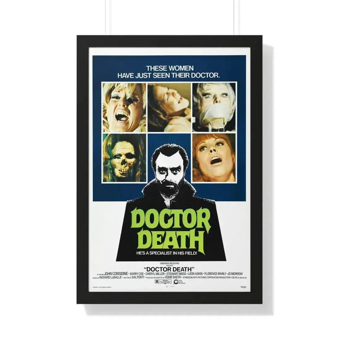 DOCTOR DEATH 1973 - Framed Movie Poster 20" x 30" Black - The Sticker Space