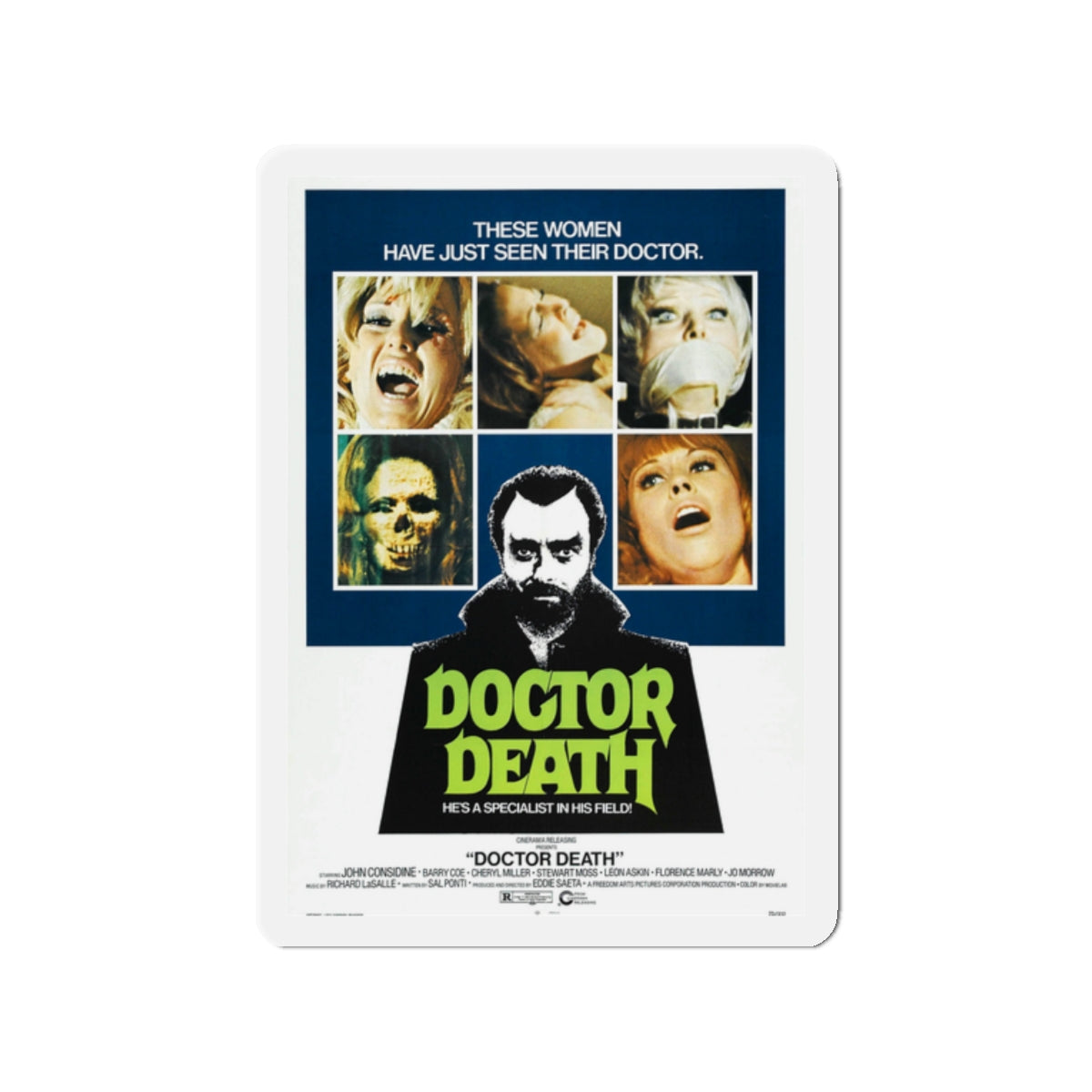 DOCTOR DEATH 1973 Movie Poster - Die-Cut Magnet-2" x 2"-The Sticker Space