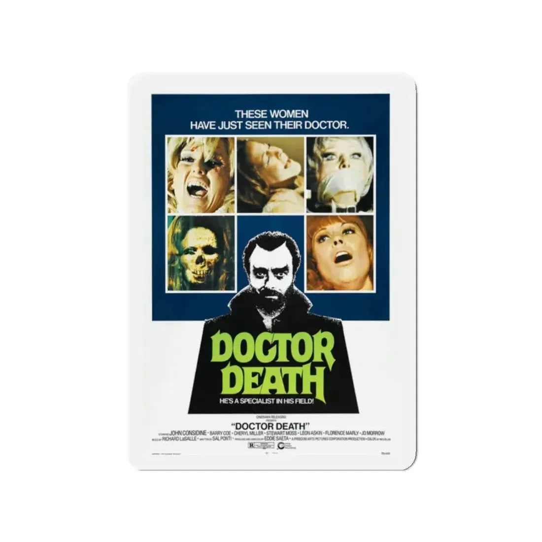DOCTOR DEATH 1973 Movie Poster - Refrigerator Magnet 2 Inch - The Sticker Space