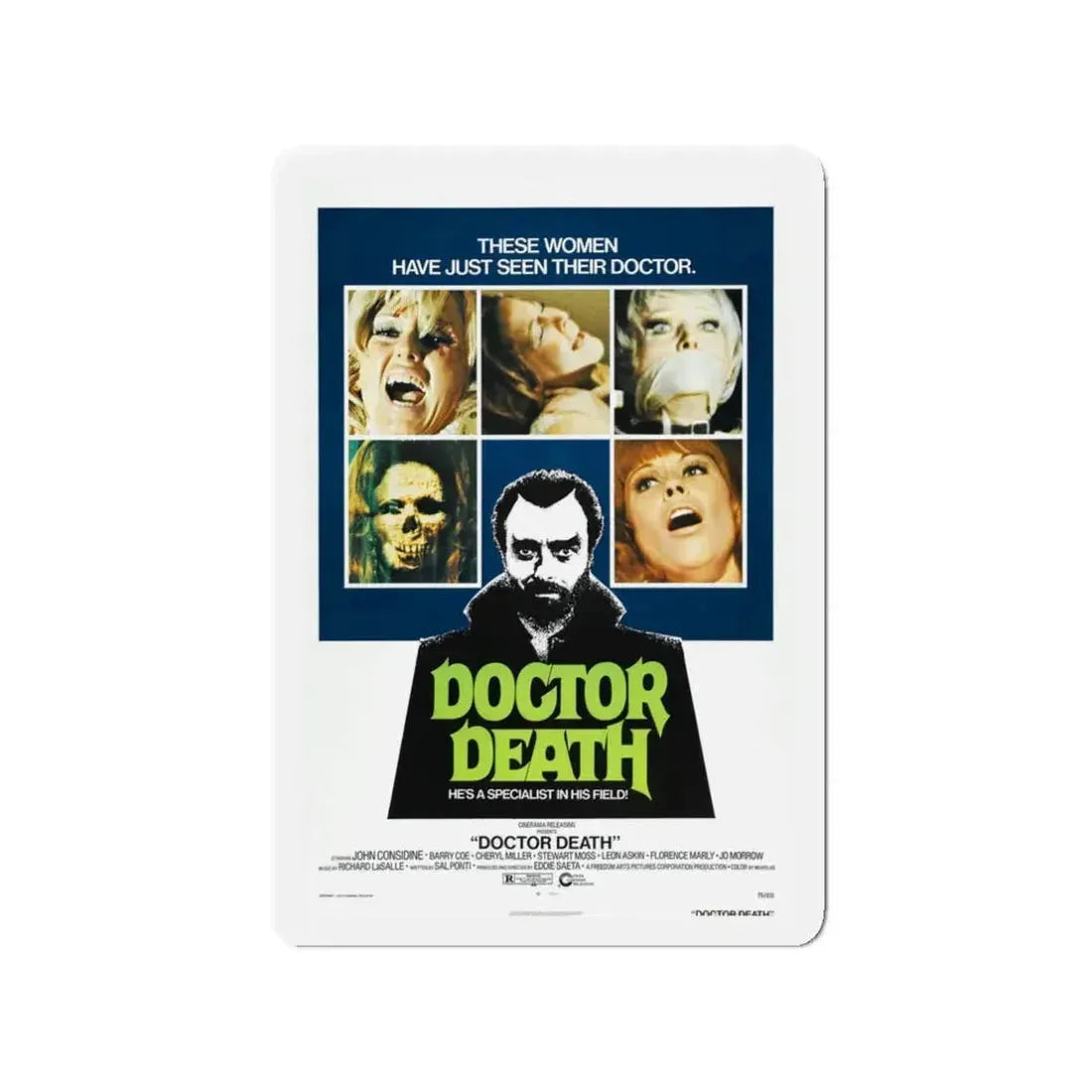 DOCTOR DEATH 1973 Movie Poster - Refrigerator Magnet 3 Inch - The Sticker Space