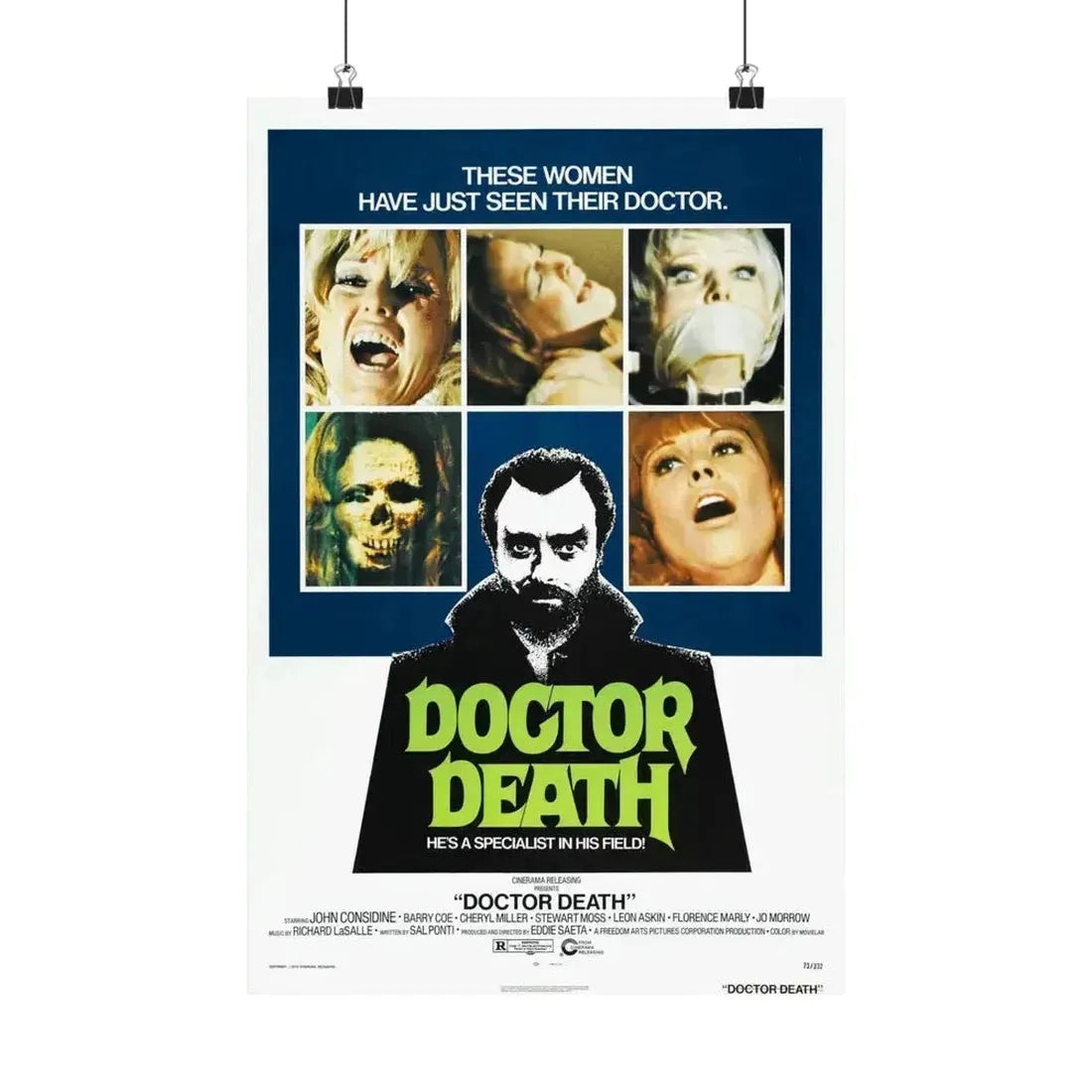 DOCTOR DEATH 1973 - Paper Movie Poster 12″ x 18″ Matte - The Sticker Space