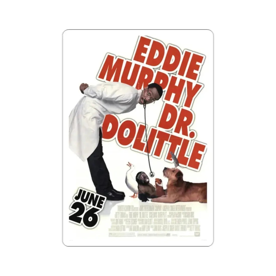 Doctor Dolittle 1998 Movie Poster STICKER Vinyl Die-Cut Decal 2 Inch - The Sticker Space