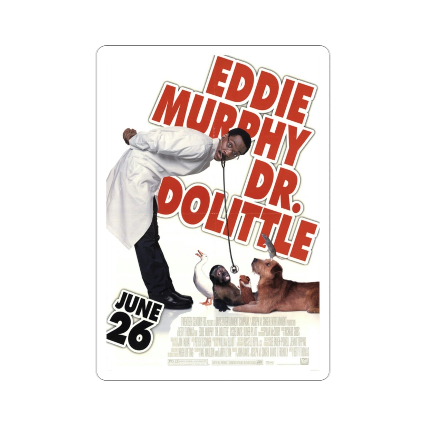 Doctor Dolittle 1998 Movie Poster STICKER Vinyl Die-Cut Decal-2 Inch-The Sticker Space