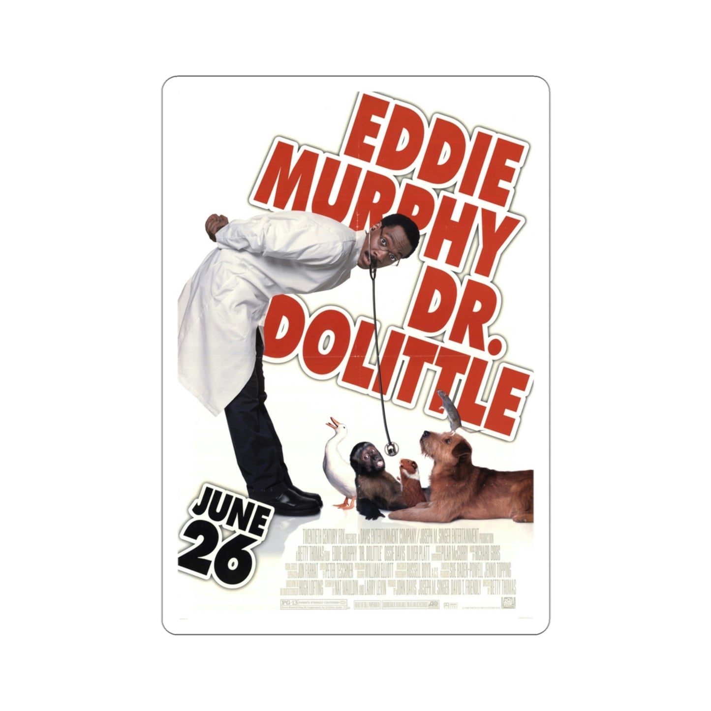 Doctor Dolittle 1998 Movie Poster STICKER Vinyl Die-Cut Decal-3 Inch-The Sticker Space