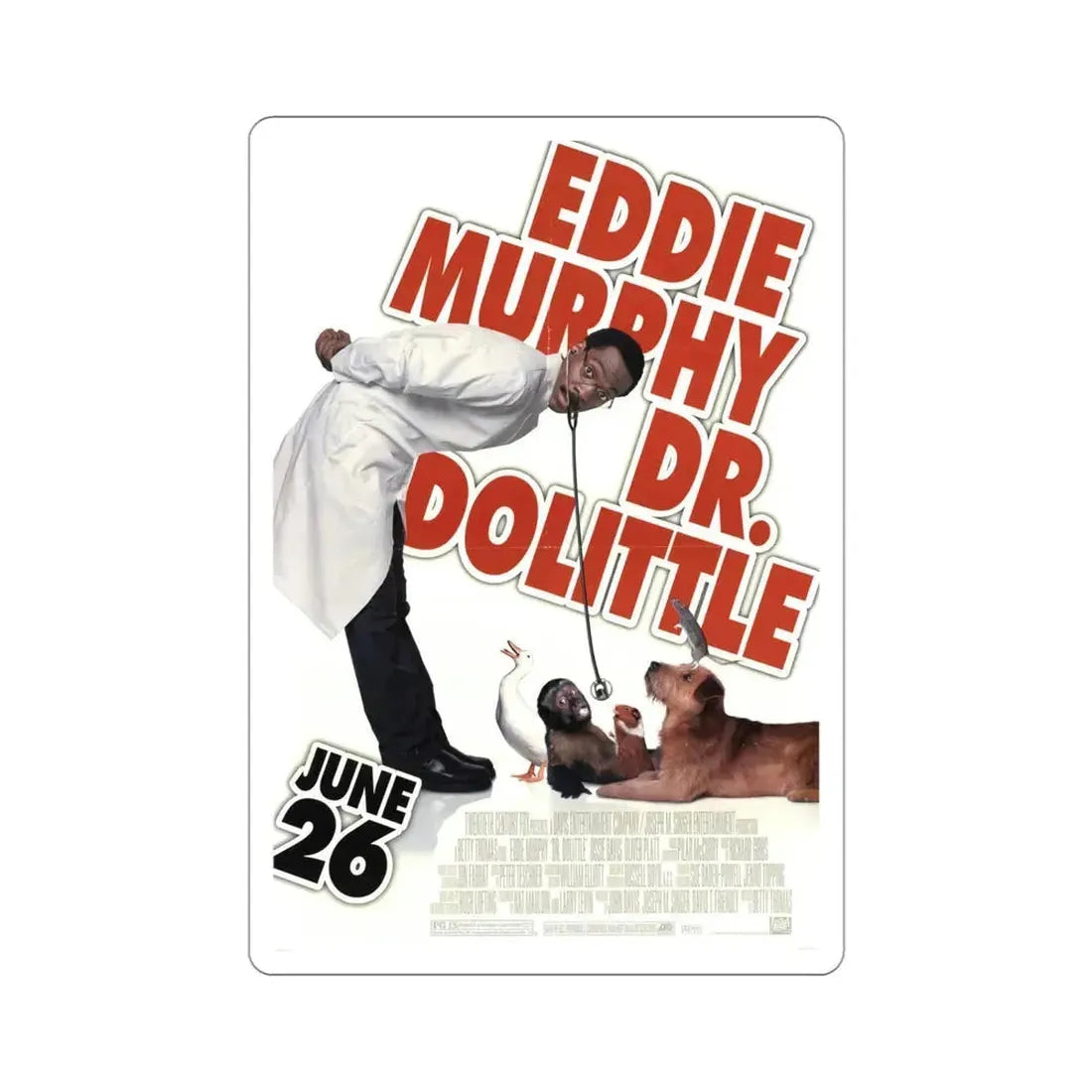 Doctor Dolittle 1998 Movie Poster STICKER Vinyl Die-Cut Decal 4 Inch - The Sticker Space