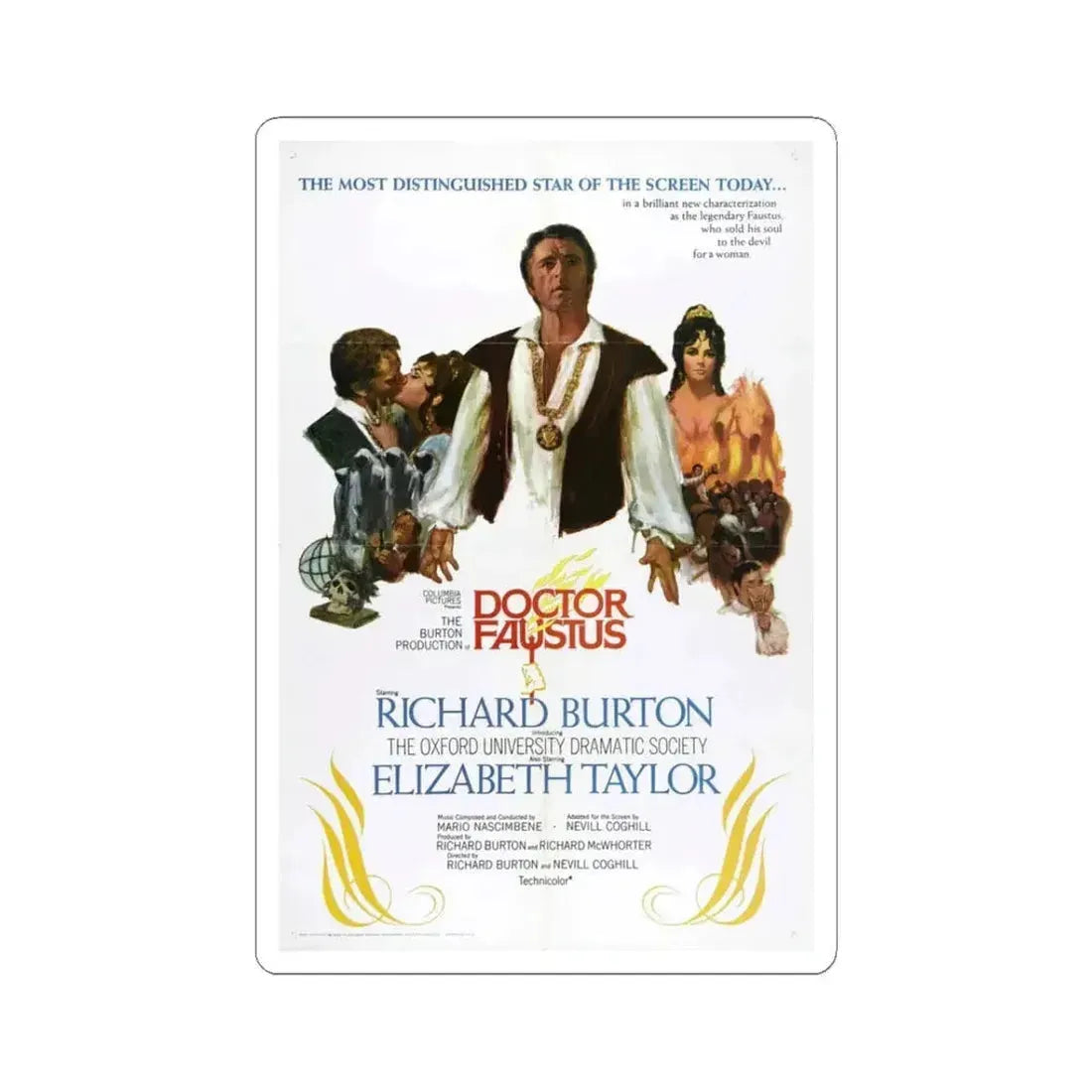 Doctor Faustus 1968 Movie Poster - STICKER Vinyl Kiss-Cut Decal 3 Inch White - The Sticker Space