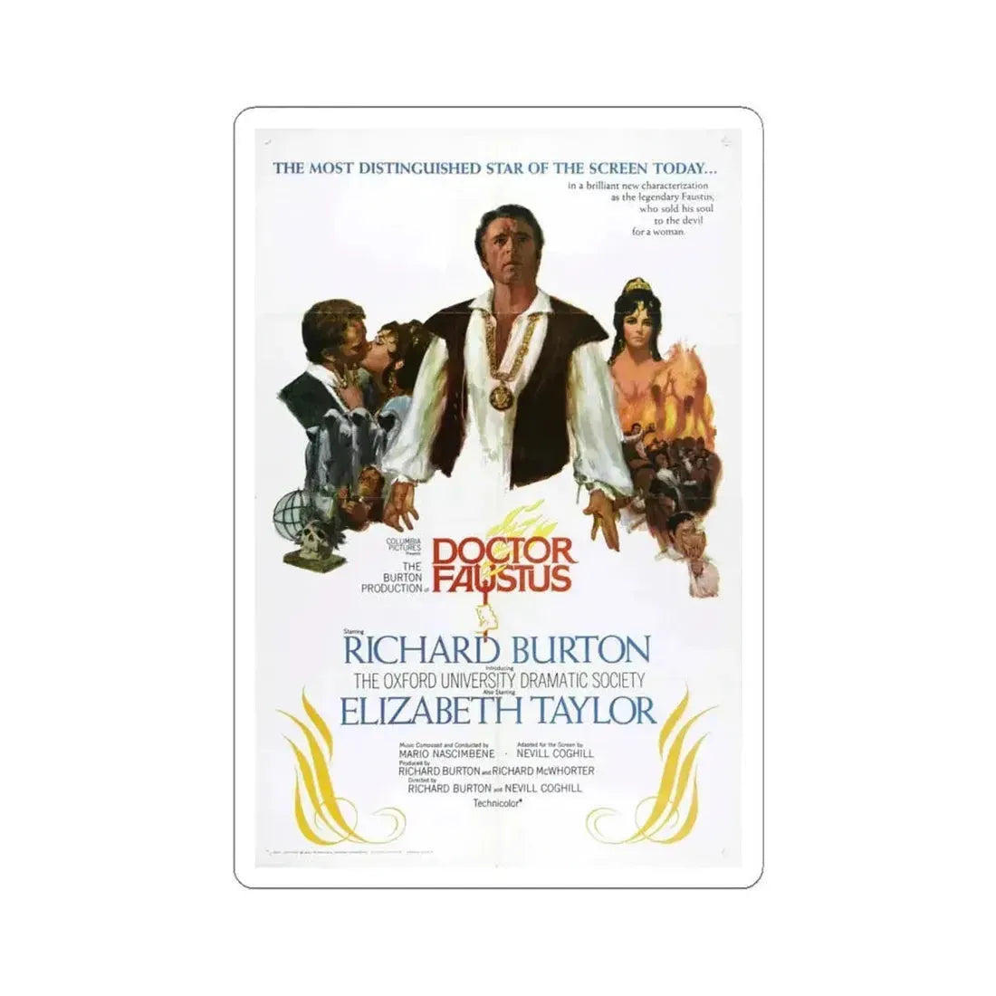 Doctor Faustus 1968 Movie Poster - STICKER Vinyl Kiss-Cut Decal 4 Inch White - The Sticker Space