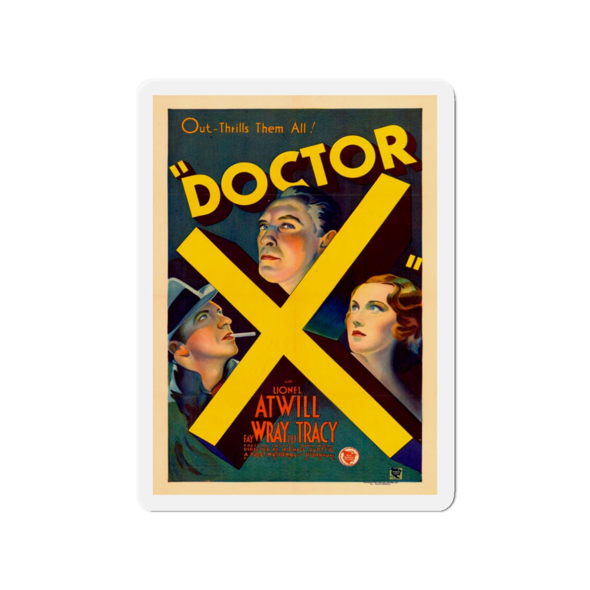 DOCTOR X 1932 Movie Poster - Die-Cut Magnet-3" x 3"-The Sticker Space