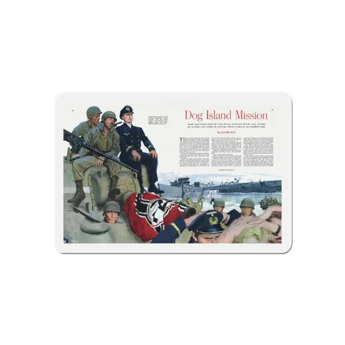 Dog Island Mission, Collier's, November 8, 1952 (Magazine Illustration) Refrigerator Magnet 4 Inch Die-Cut - The Sticker Space