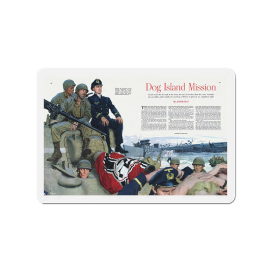 Dog Island Mission, Collier's, November 8, 1952 (Magazine Illustration) Refrigerator Magnet-2" x 2"-The Sticker Space