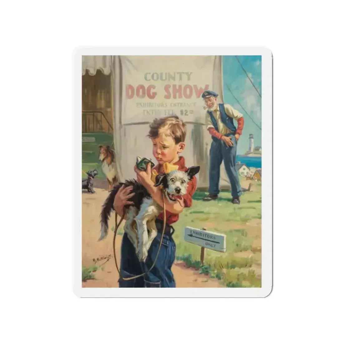 Dog Show (Magazine Illustration) Refrigerator Magnet 2 Inch Die-Cut - The Sticker Space