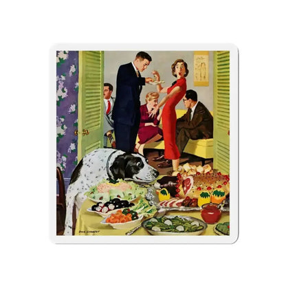 Doggy Buffet, Saturday Evening Post, January 5, 1957 (Magazine Illustration) Refrigerator Magnet - The Sticker Space