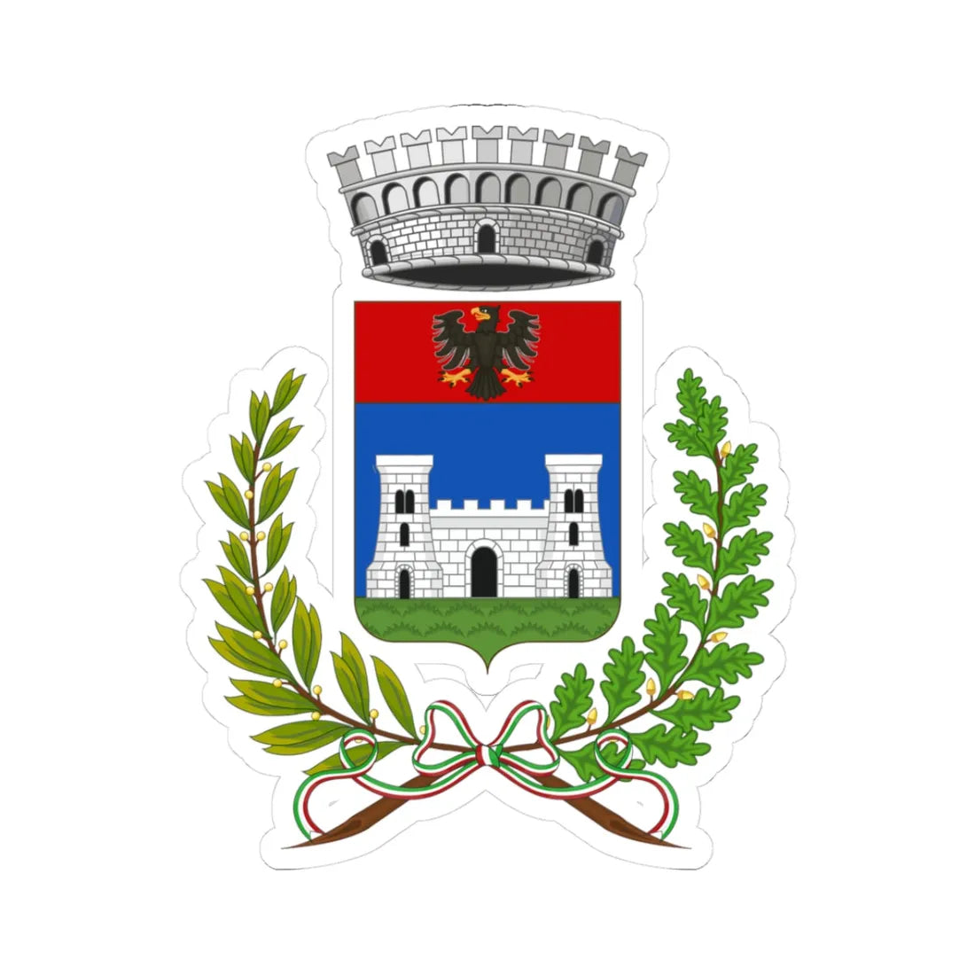 Dolceacqua-Stemma (Italy) (Coat of Arms) STICKER Vinyl Kiss-Cut Decal 3 Inch White - The Sticker Space