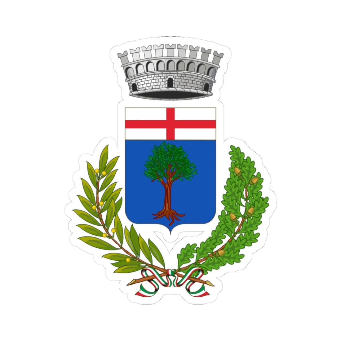 Dolcedo-Stemma (Italy) (Coat of Arms) STICKER Vinyl Kiss-Cut Decal 3 Inch White - The Sticker Space