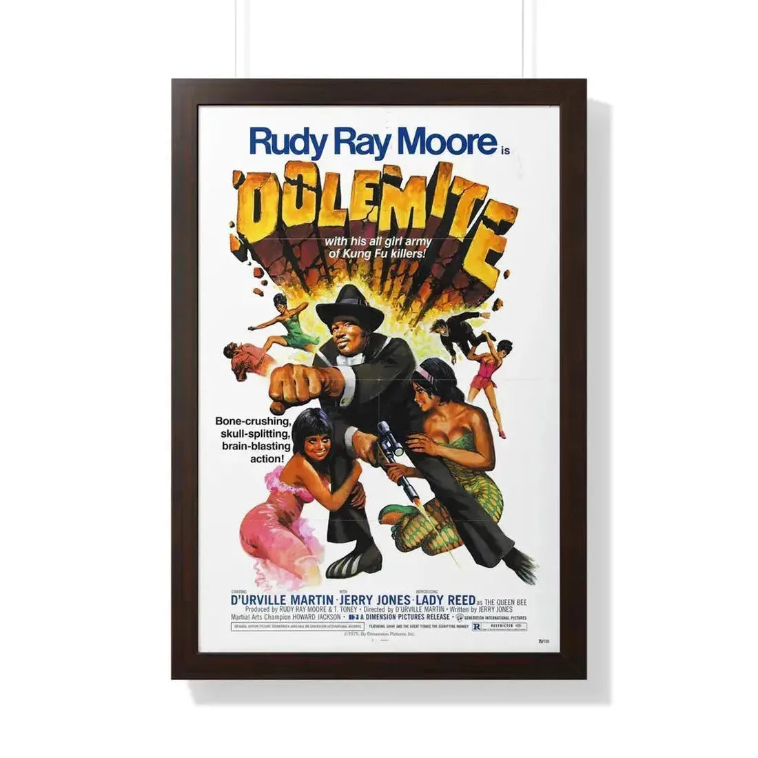 DOLEMITE 1975 - Framed Movie Poster 20" x 30" Walnut - The Sticker Space