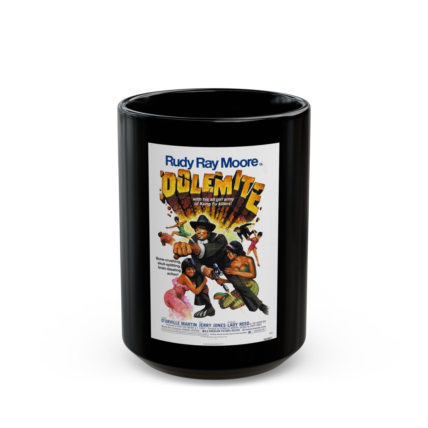 DOLEMITE 1975 Movie Poster - Black Coffee Mug-15oz-The Sticker Space