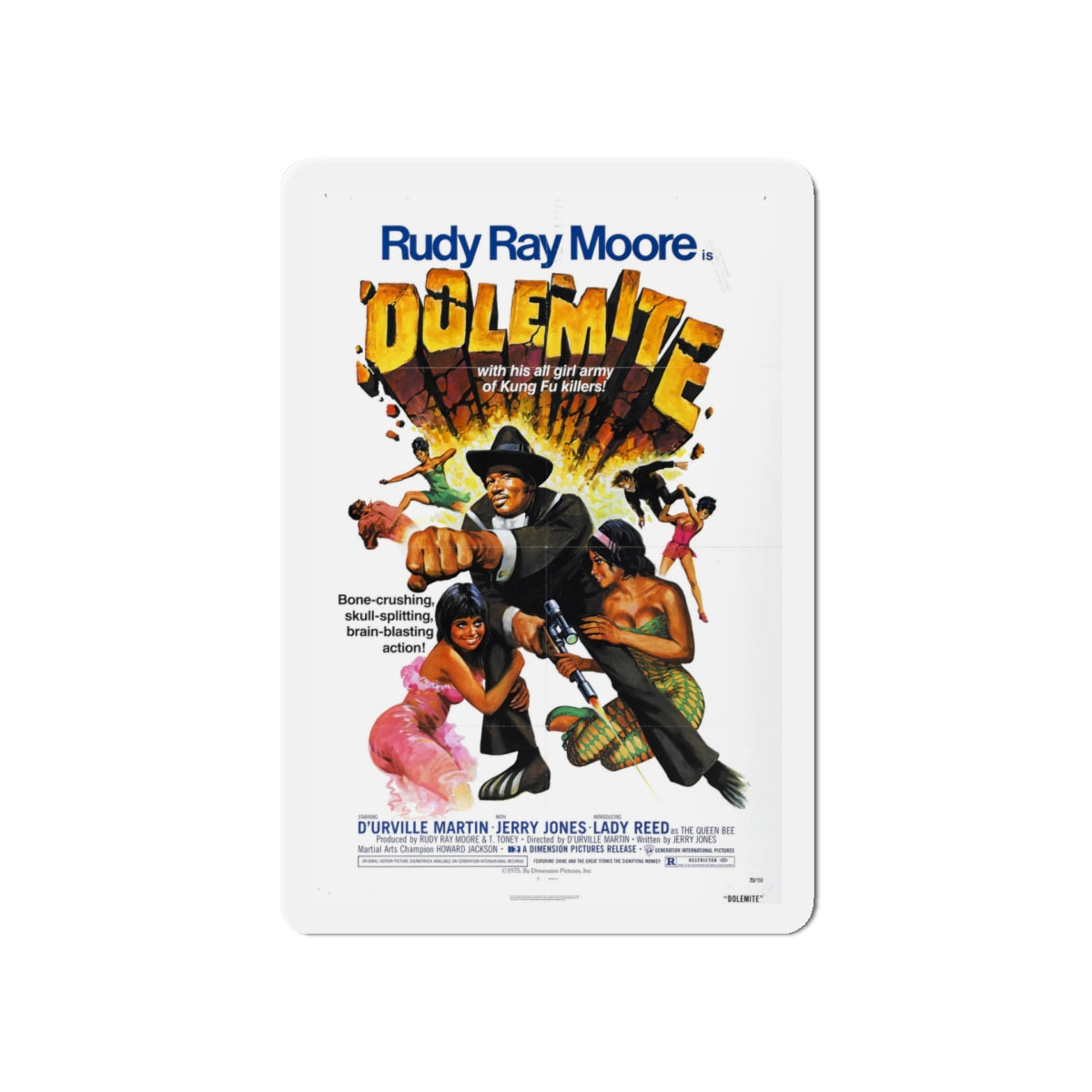 DOLEMITE 1975 Movie Poster - Die-Cut Magnet-5" x 5"-The Sticker Space