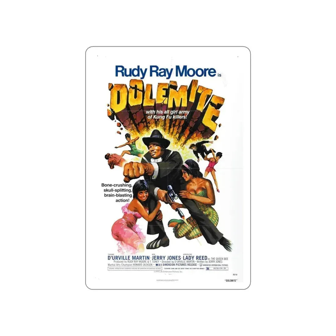DOLEMITE 1975 Movie Poster STICKER Vinyl Die-Cut Decal 6 Inch - The Sticker Space