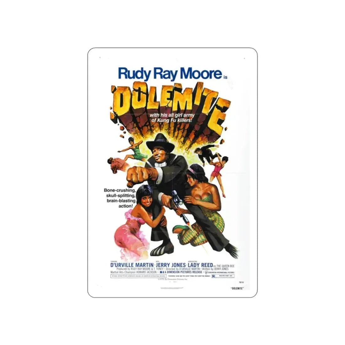 DOLEMITE 1975 Movie Poster STICKER Vinyl Die-Cut Decal - The Sticker Space