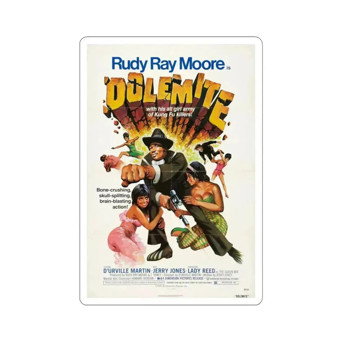 Dolemite 1975 Movie Poster - STICKER Vinyl Kiss-Cut Decal 6 Inch White - The Sticker Space