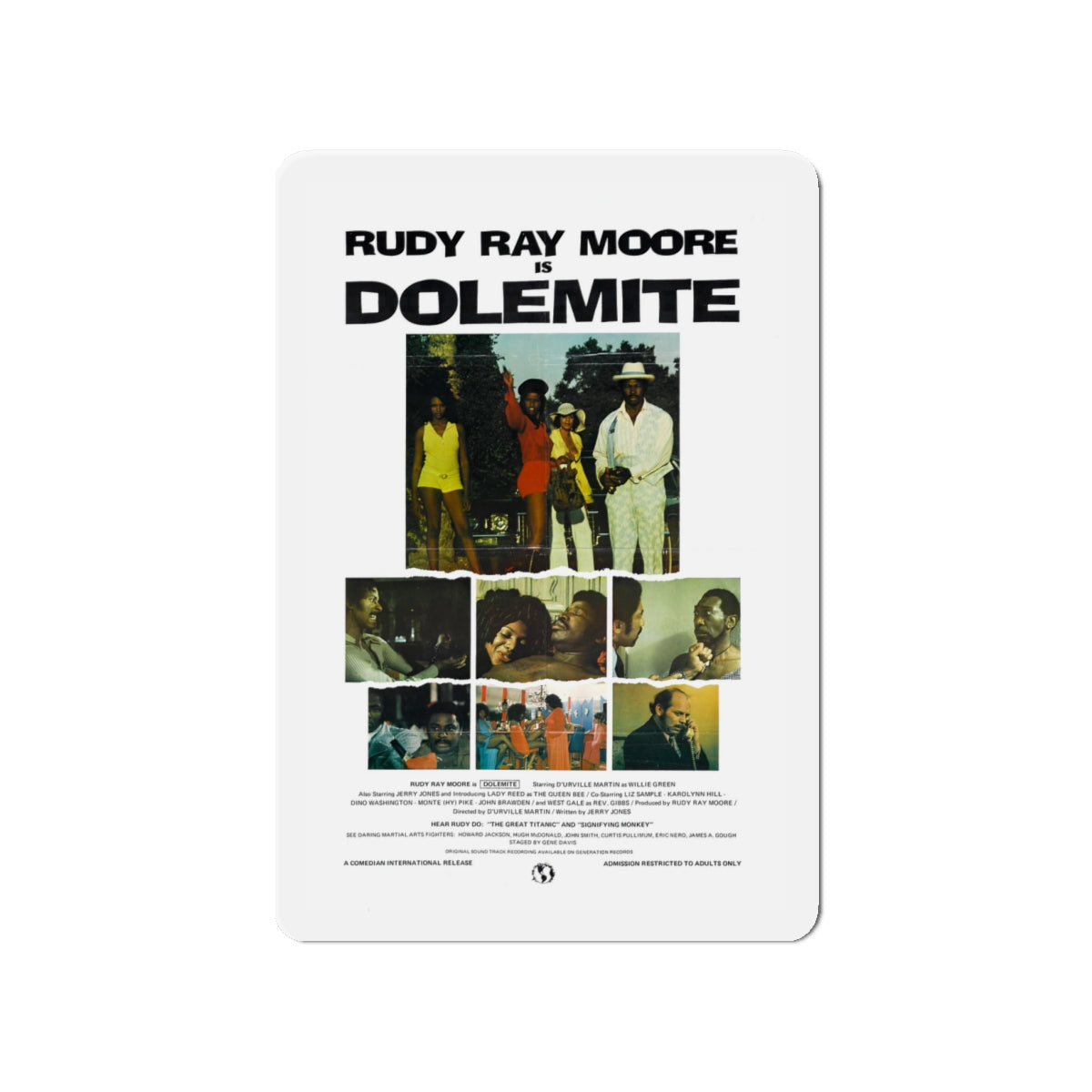 DOLEMITE (2) 1975 Movie Poster - Die-Cut Magnet-4" x 4"-The Sticker Space