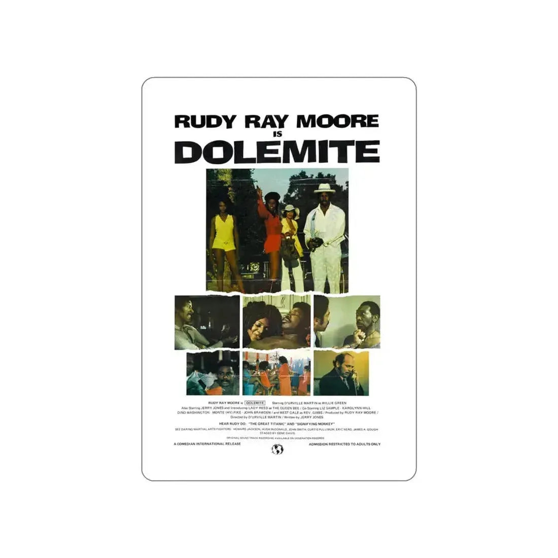 DOLEMITE (2) 1975 Movie Poster STICKER Vinyl Die-Cut Decal 4 Inch - The Sticker Space