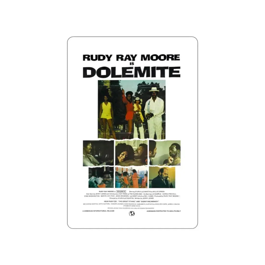 DOLEMITE (2) 1975 Movie Poster STICKER Vinyl Die-Cut Decal - The Sticker Space