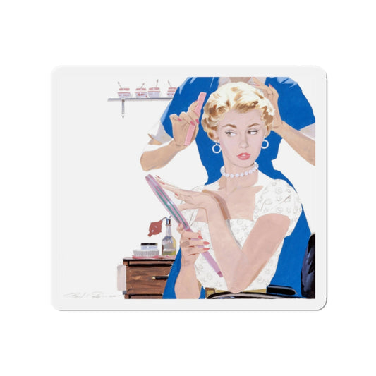 Dolled Up, woman's magazine story illustration, 1954 (Magazine Illustration) Refrigerator Magnet-2" x 2"-The Sticker Space