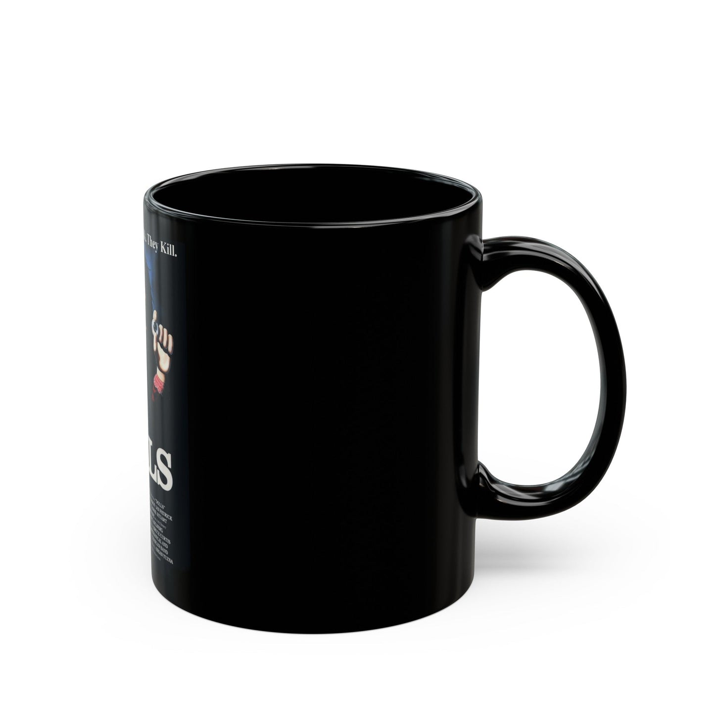 DOLLS 1986 Movie Poster - Black Coffee Mug-The Sticker Space