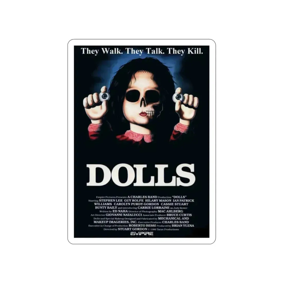 DOLLS 1986 Movie Poster STICKER Vinyl Die-Cut Decal 2 Inch - The Sticker Space