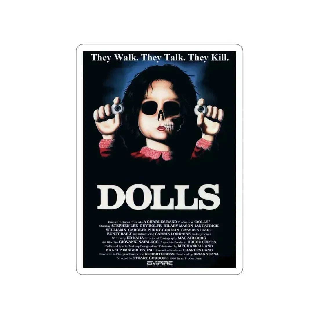 DOLLS 1986 Movie Poster STICKER Vinyl Die-Cut Decal 5 Inch - The Sticker Space