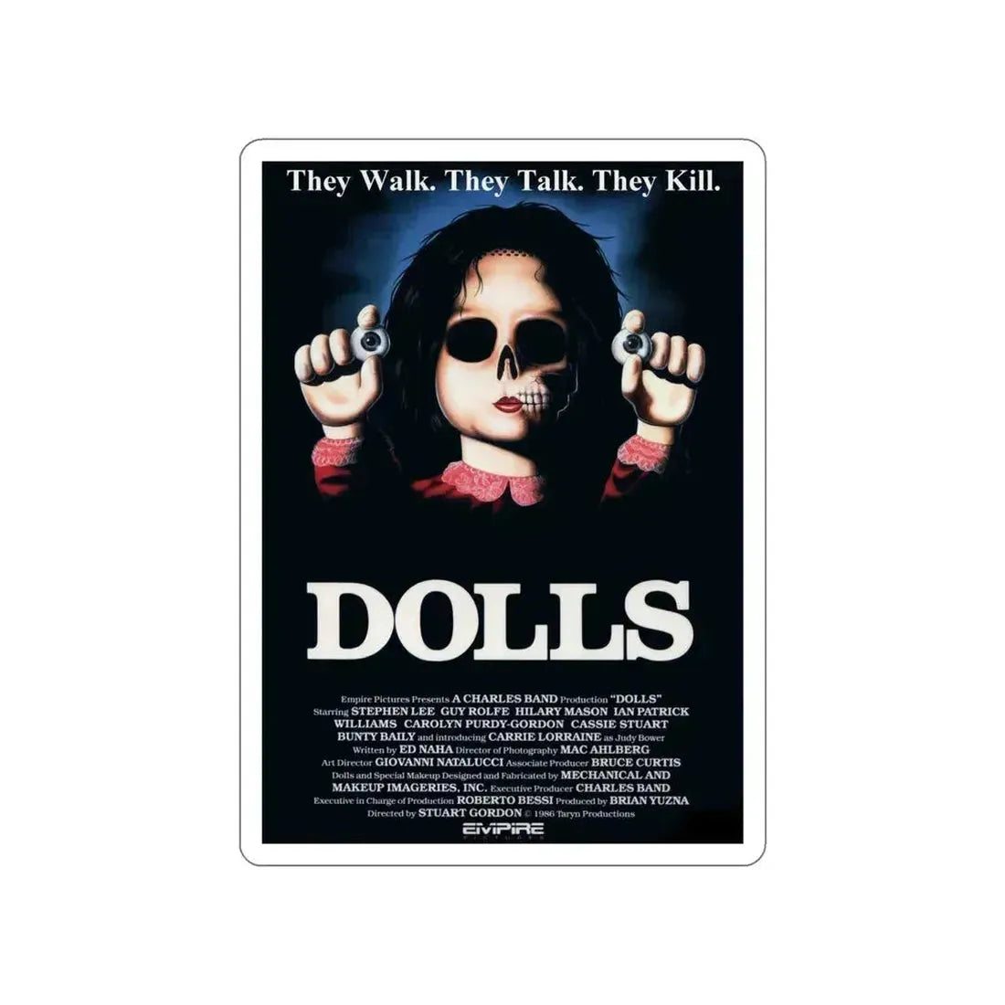 DOLLS 1986 Movie Poster STICKER Vinyl Die-Cut Decal 6 Inch - The Sticker Space