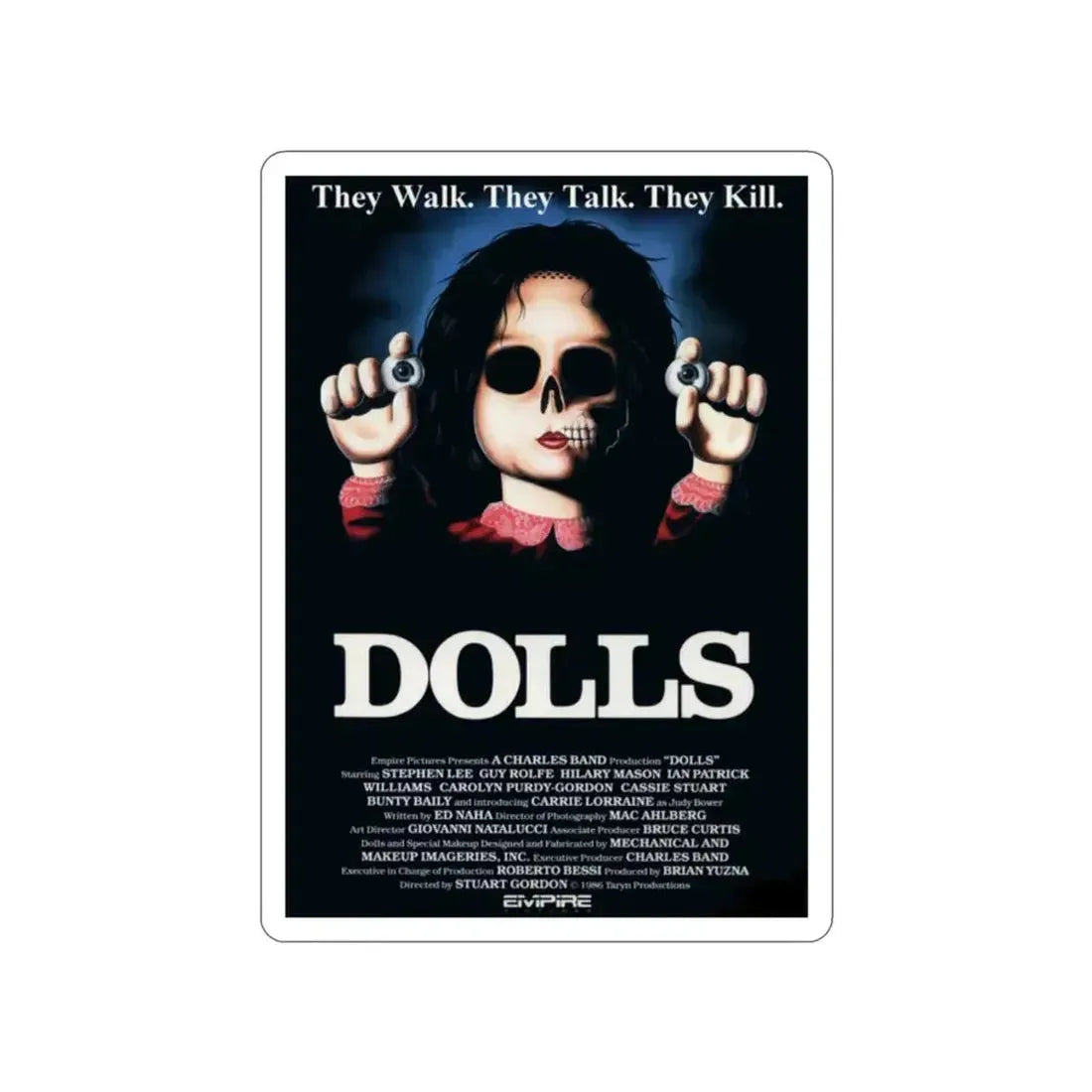DOLLS 1986 Movie Poster STICKER Vinyl Die-Cut Decal - The Sticker Space