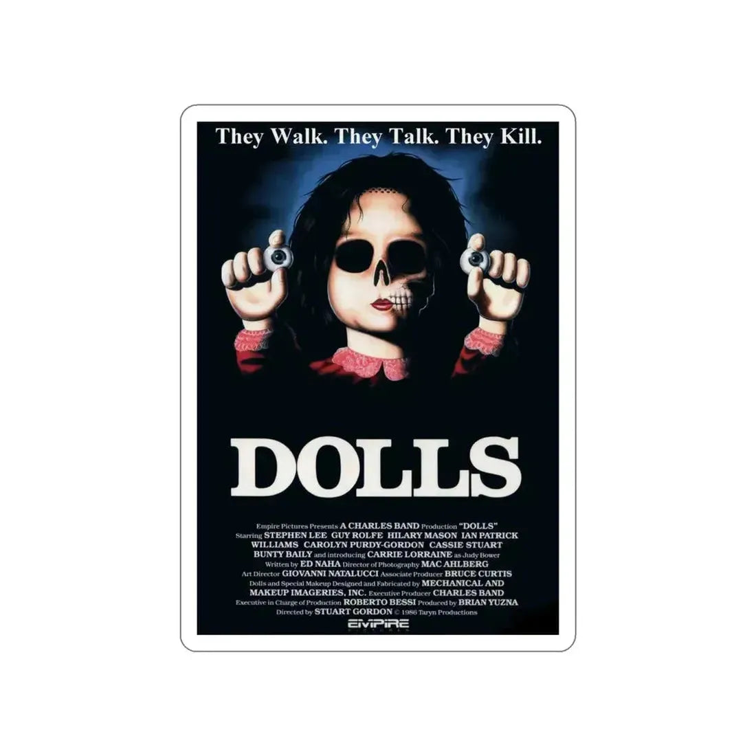 DOLLS 1986 Movie Poster STICKER Vinyl Die-Cut Decal - The Sticker Space