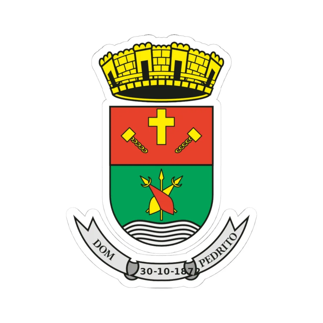 Dom Pedrito - RS - Brasao (Brazil) (Coat of Arms) STICKER Vinyl Kiss-Cut Decal 4 Inch White - The Sticker Space