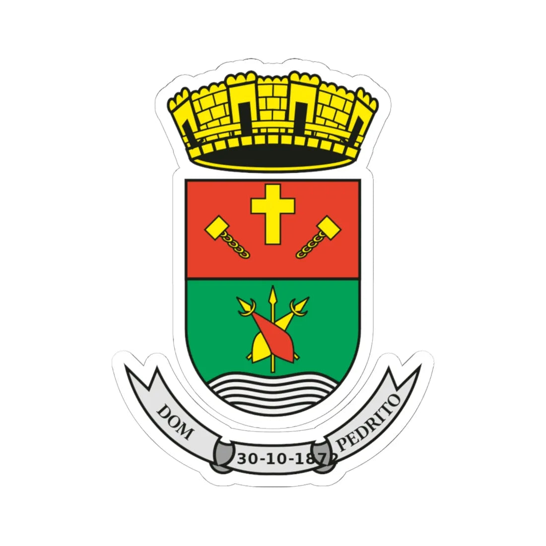 Dom Pedrito - RS - Brasao (Brazil) (Coat of Arms) STICKER Vinyl Kiss-Cut Decal 6 Inch White - The Sticker Space