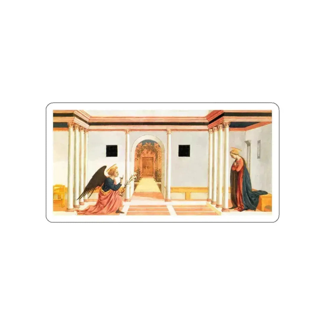 DOMENICO Veneziano - Annunciation (predella 3) (Artwork) STICKER Vinyl Die-Cut Decal White Die-Cut 3 Inch - The Sticker Space