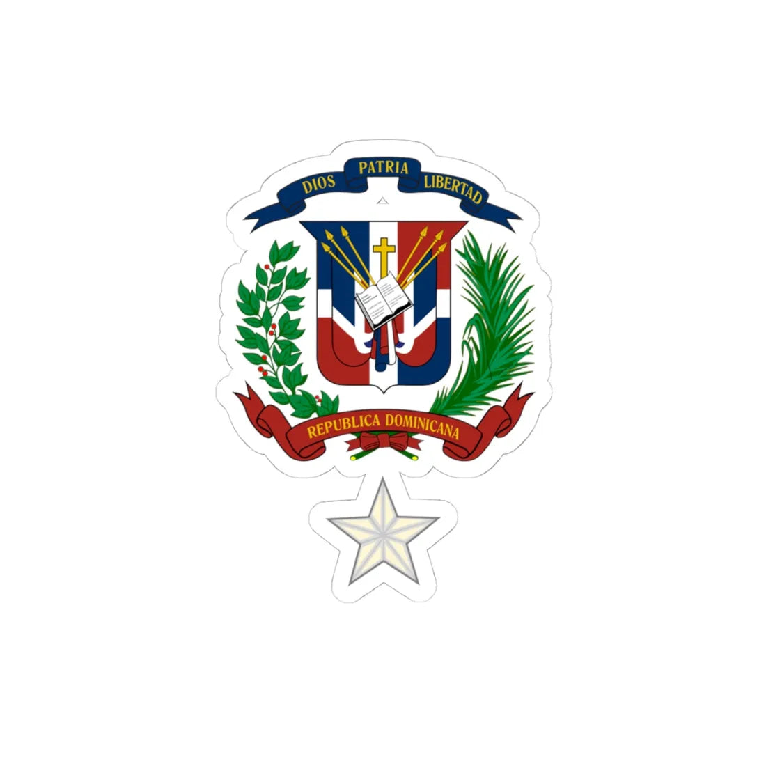 Dominican Republics Military Brigadier General and Rear Admiral Insignia (Military Rank) STICKER Vinyl Kiss-Cut Decal 4 Inch White - The Sticker Space
