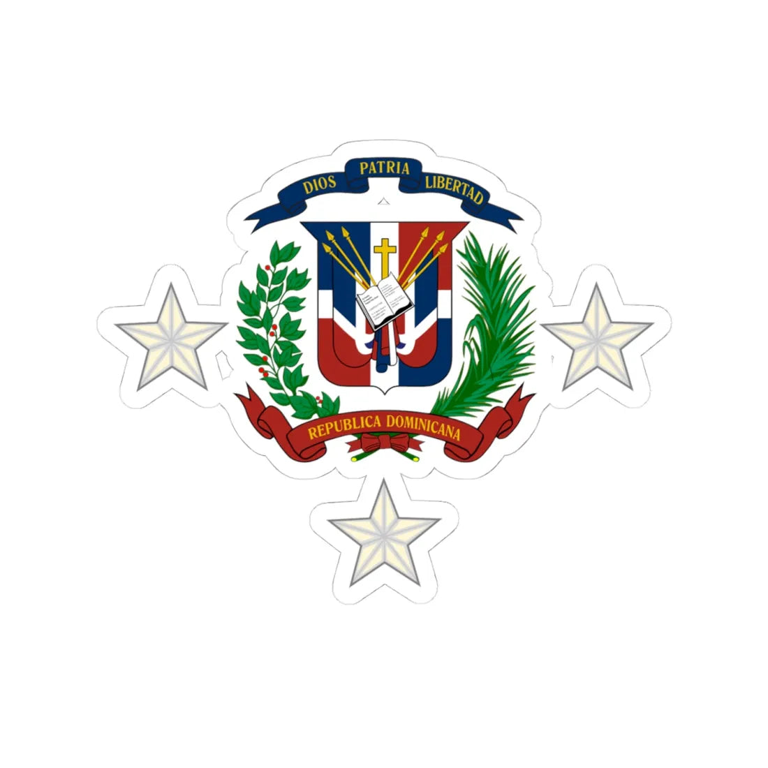 Dominican Republics Military Lieutenant General and Admiral Insignia (Military Rank) STICKER Vinyl Kiss-Cut Decal 4 Inch White - The Sticker Space
