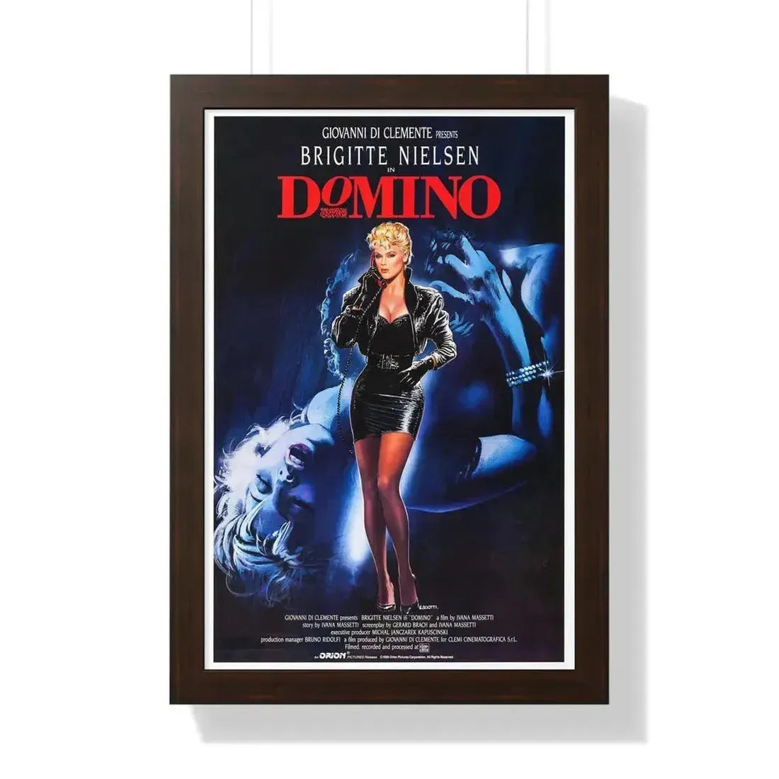 DOMINO 1988 - Framed Movie Poster 16″ x 24″ Walnut - The Sticker Space
