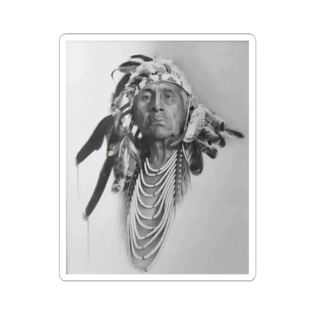 Don Crowley - A Man of Honor (Native Americans in Art) STICKER Vinyl Kiss-Cut Decal 2 Inch White - The Sticker Space