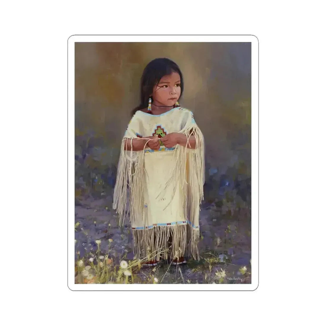Don Crowley - Apache Child (Native Americans in Art) STICKER Vinyl Kiss-Cut Decal 4 Inch White - The Sticker Space