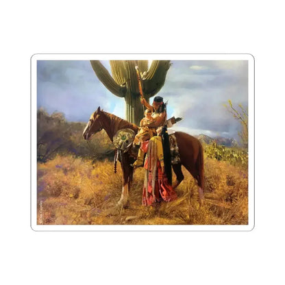 Don Crowley - Apache Farewell (Native Americans in Art) STICKER Vinyl Kiss-Cut Decal 3 Inch White - The Sticker Space