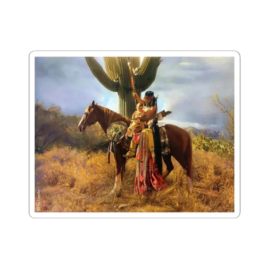 Don Crowley - Apache Farewell (Native Americans in Art) STICKER Vinyl Kiss-Cut Decal 4 Inch White - The Sticker Space