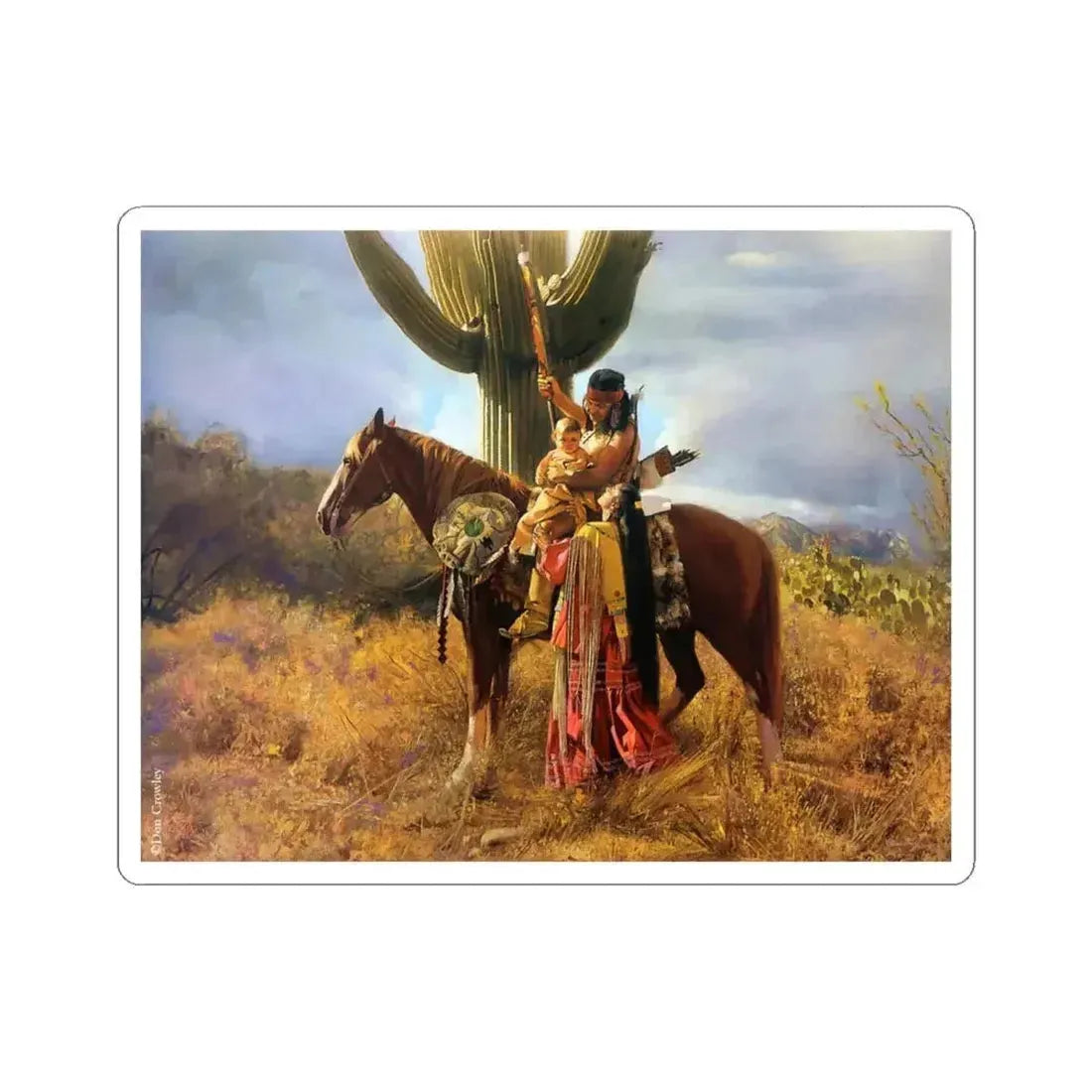 Don Crowley - Apache Farewell (Native Americans in Art) STICKER Vinyl Kiss-Cut Decal 6 Inch White - The Sticker Space