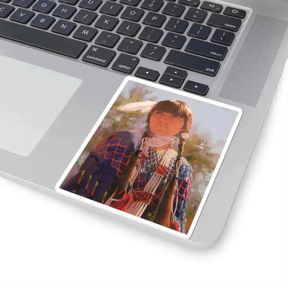 Don Crowley - Girl With Plumes (Native Americans in Art) STICKER Vinyl Kiss-Cut Decal - The Sticker Space