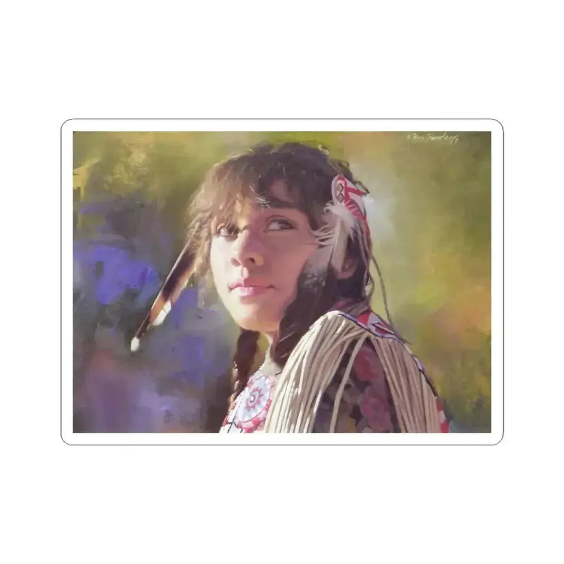 Don Crowley - Kaibab Sunset (Native Americans in Art) STICKER Vinyl Kiss-Cut Decal 4 Inch White - The Sticker Space